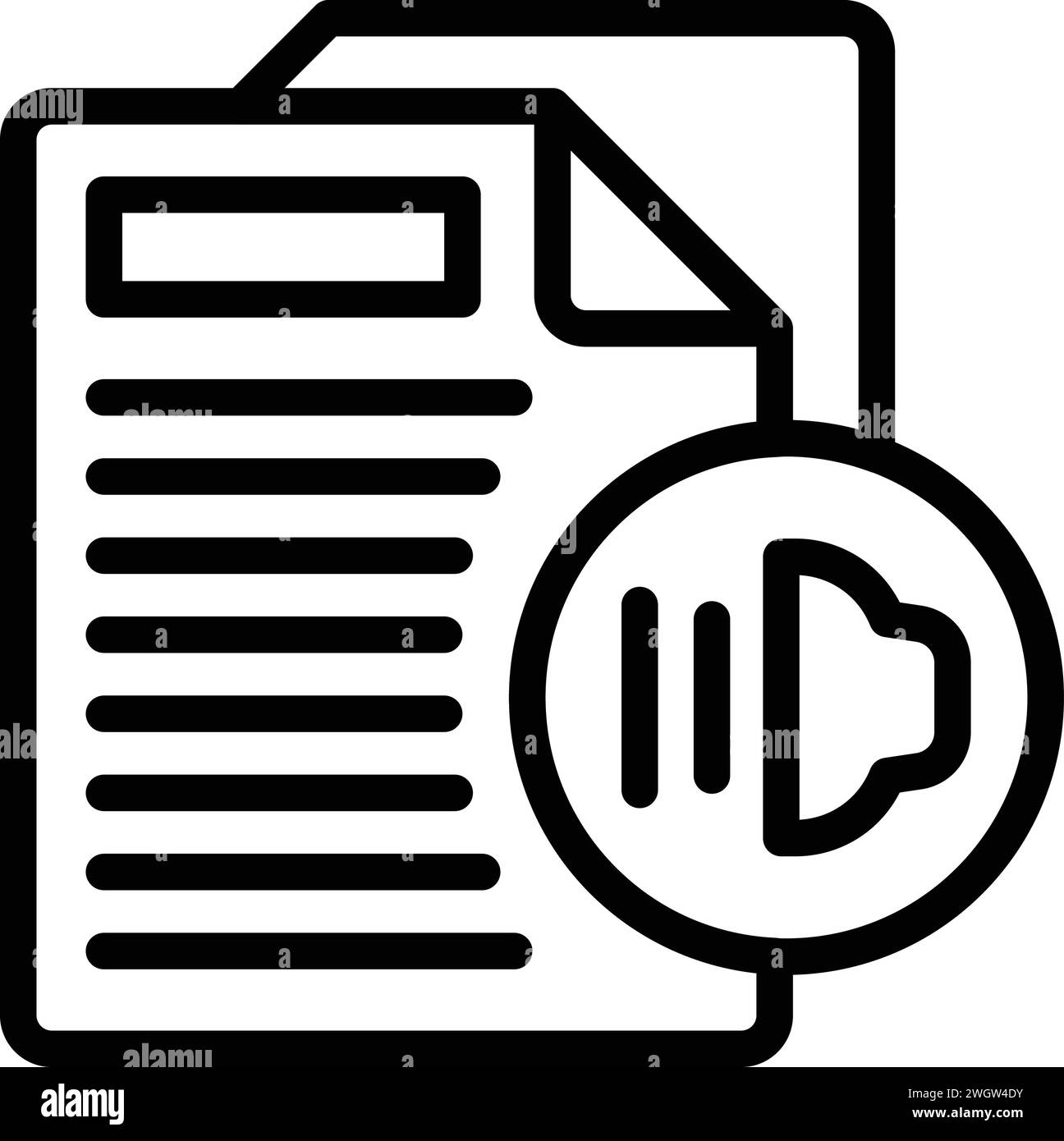 Audio text icon outline vector. Ai document transcription. Text slender Stock Vector