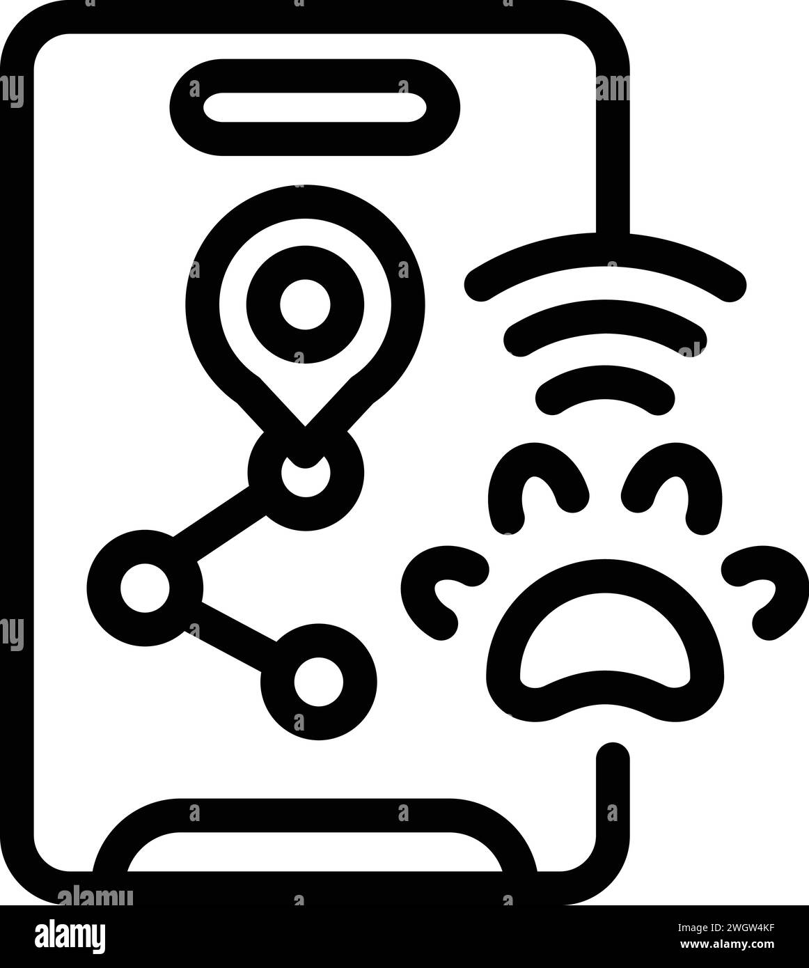 Online dog tracker icon outline vector. Alarm system. Control collar