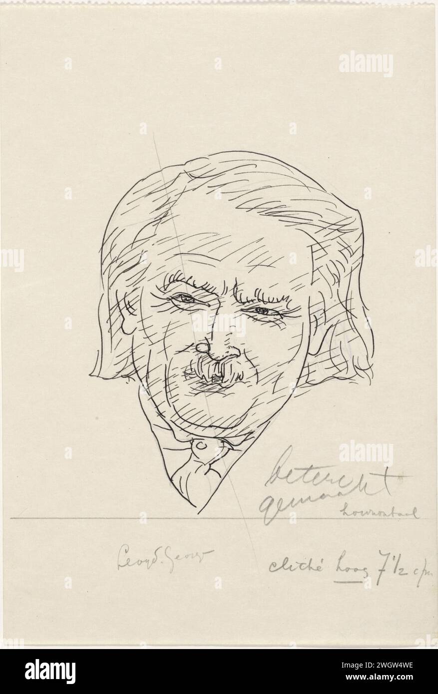 Portrait of David Lloyd George, Leo set, 1934 - 1936 drawing   paper. India ink (ink). pencil pen historical persons. (COHEN, Van Anarchist tot Monarchist) specific works of literature (with AUTHOR, Title) Stock Photo