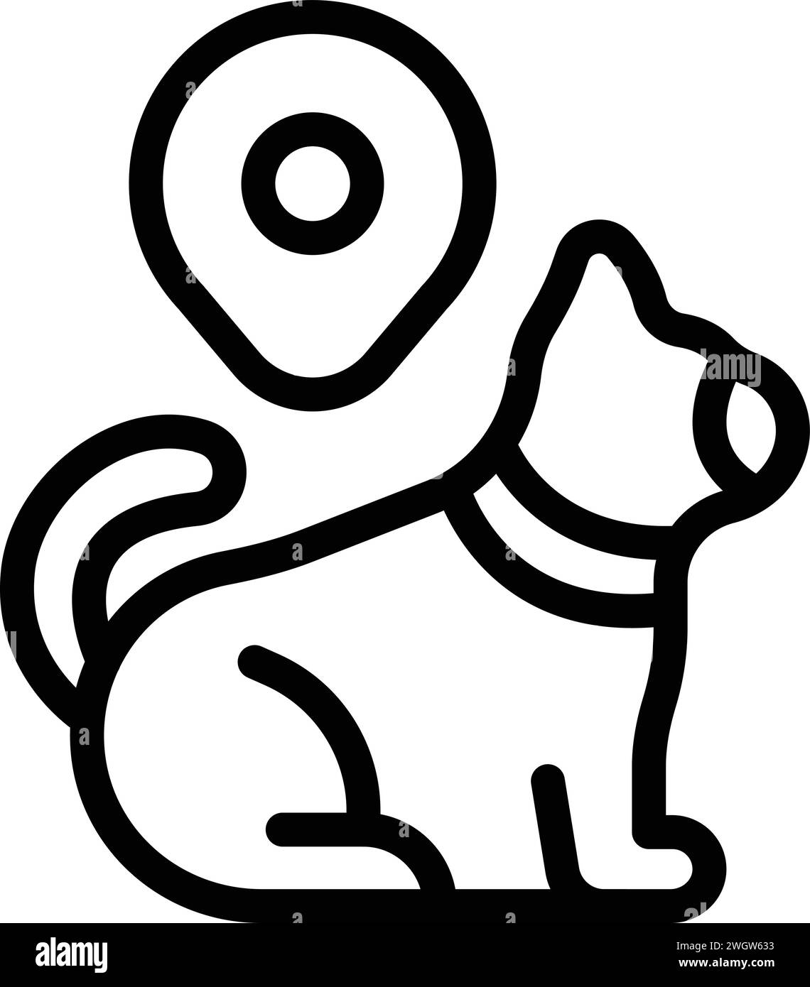 Pet location command icon outline vector. System warning. Veterinary creature Stock Vector