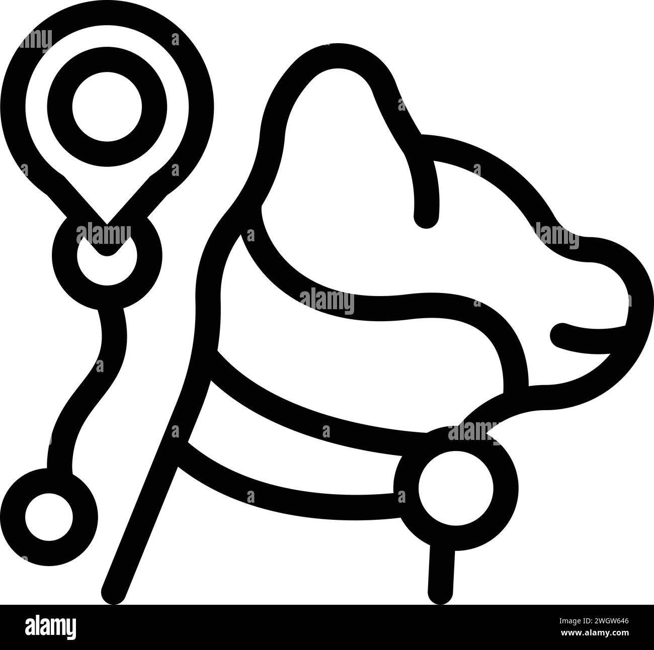 Dog tracker online icon outline vector. Locator leash. Park city care