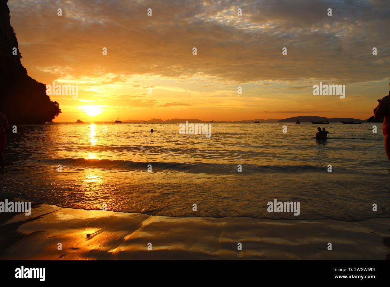 Sunset from the Railay beach, Thailand Stock Photo