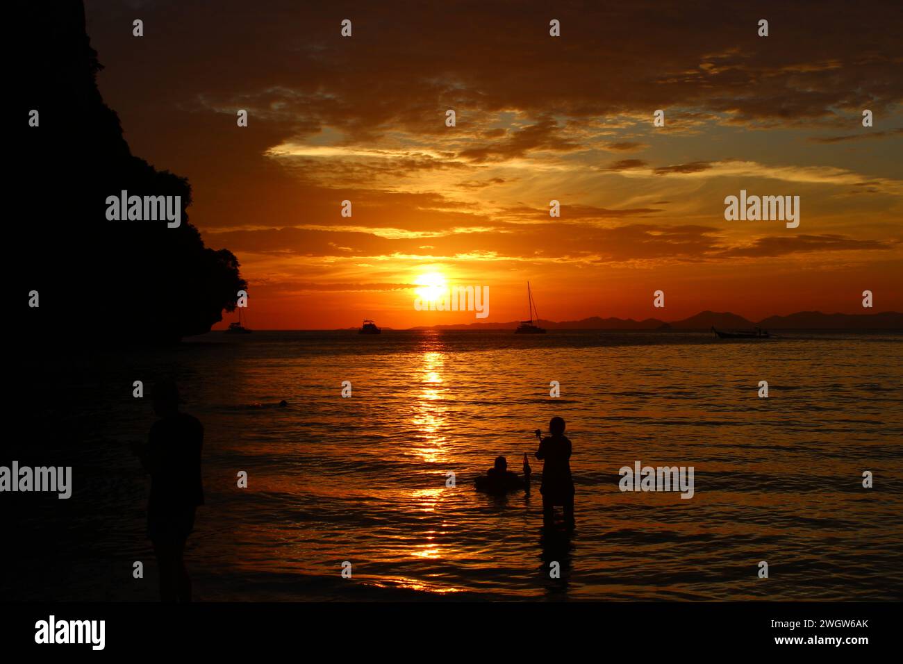 Sunset from the Railay beach, Thailand Stock Photo