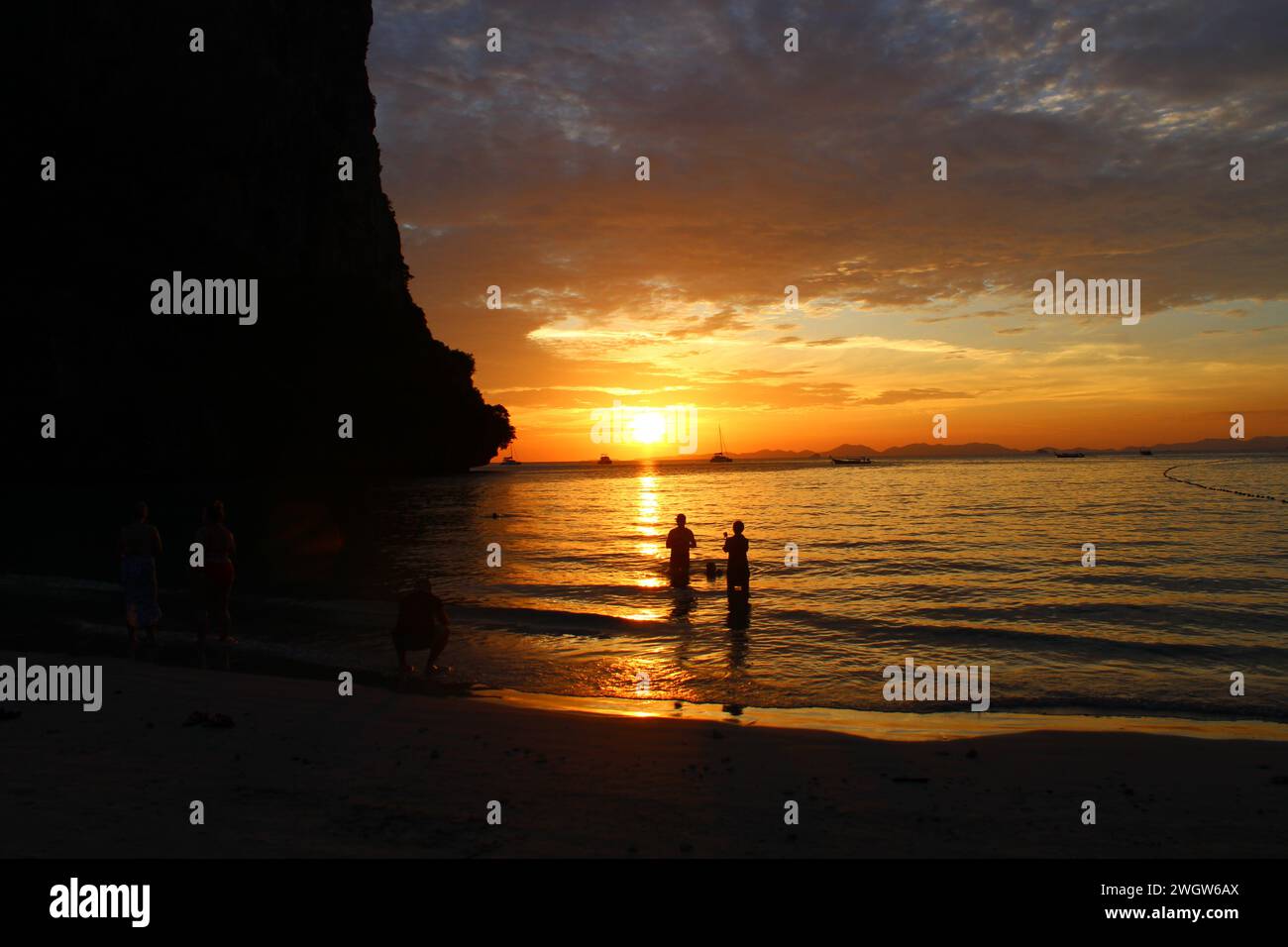 Sunset from the Railay beach, Thailand Stock Photo