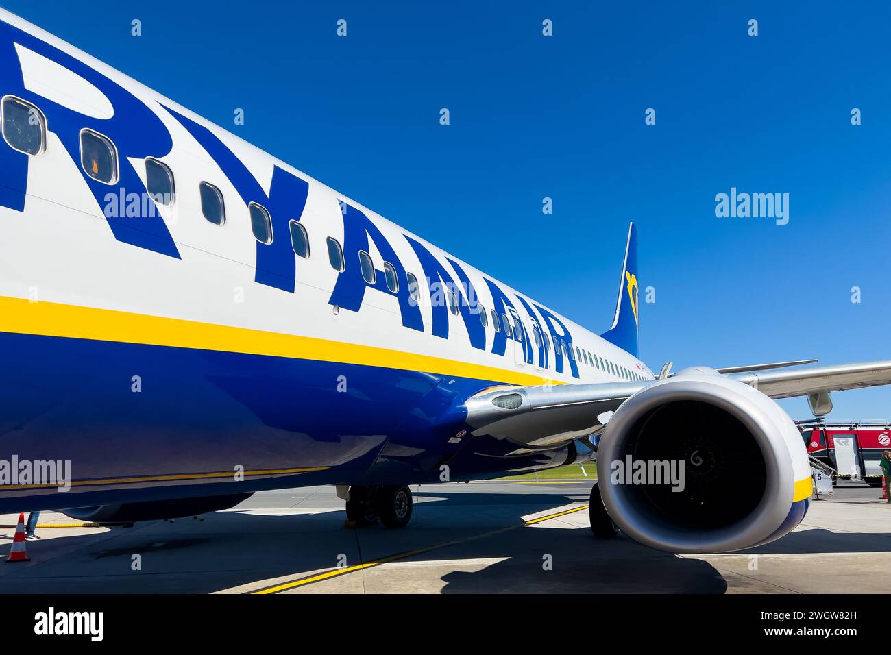 Warsaw, Poland - July 3, 2022: Airplane Boeing 737-800 (SP-RSD) of Ryanair in Warsaw Modlin Airport Stock Photo