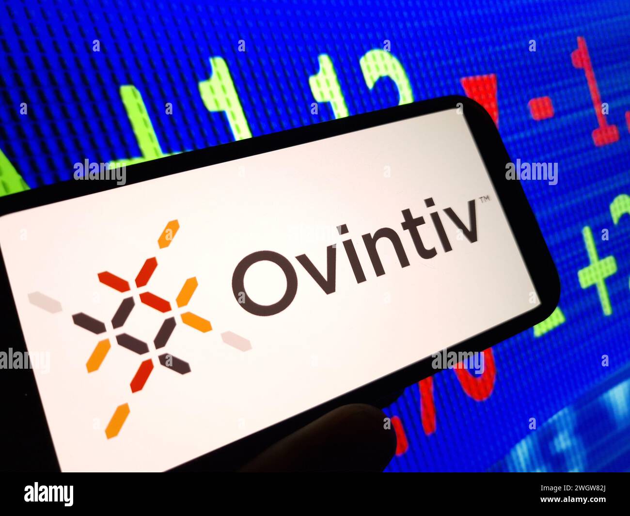 Konskie, Poland - February 05, 2024: Ovintiv company logo displayed on mobile phone Stock Photo