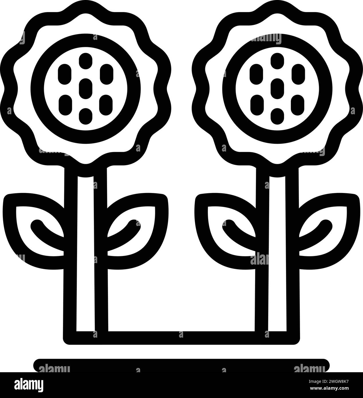 Sunflower plant icon outline vector. Food character machinery. Rural land Stock Vector