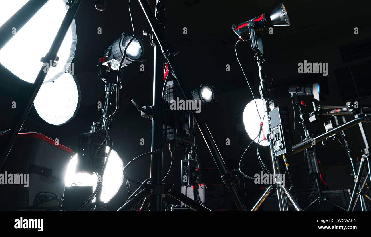 Modern Professional LED Video Studio Lighting and Photo Flashlights Equipment Stock Photo Alamy