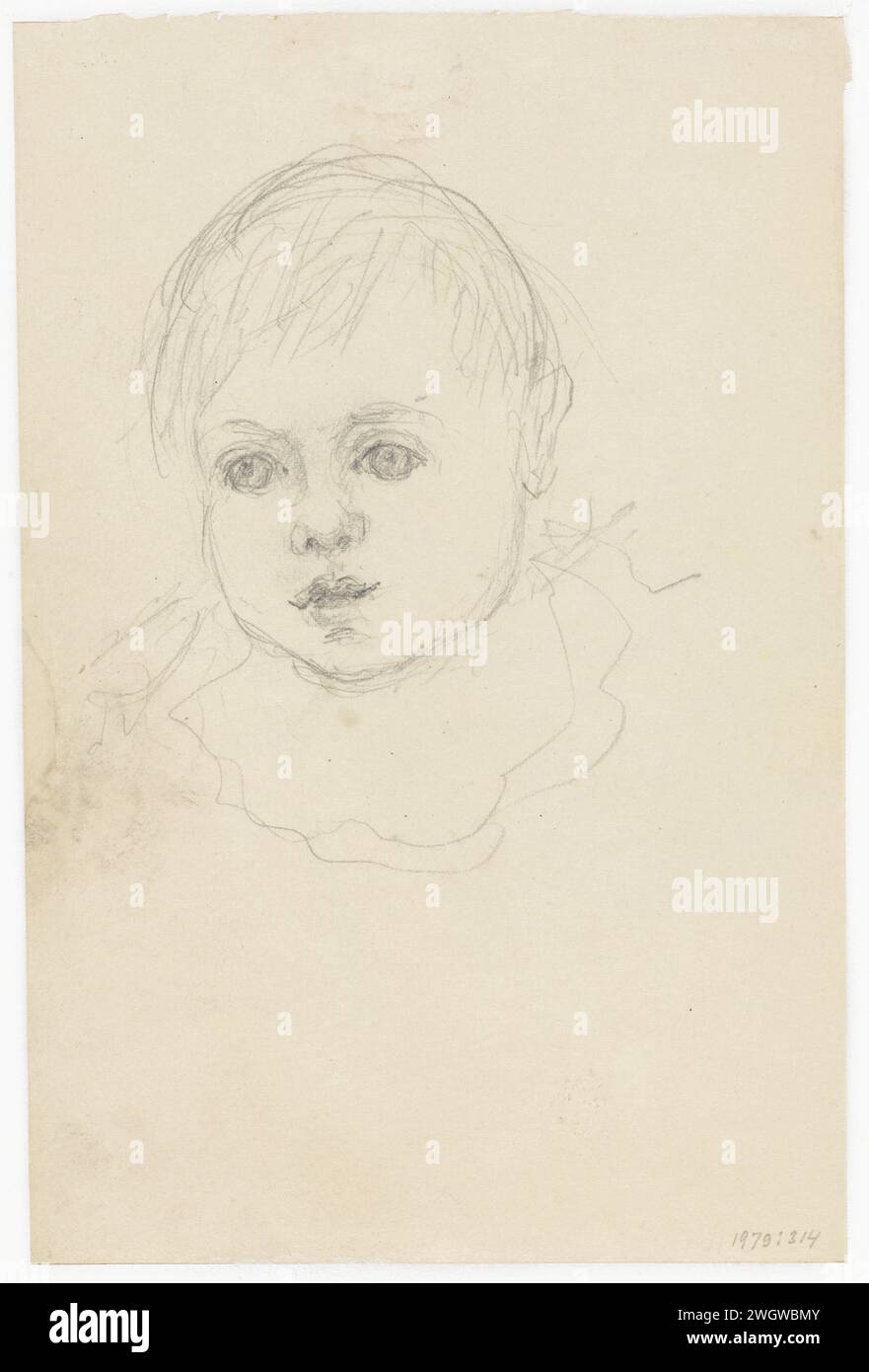 Head of a small child, Joseph Israëls, 1834 - 1911 drawing   paper. pencil Stock Photo