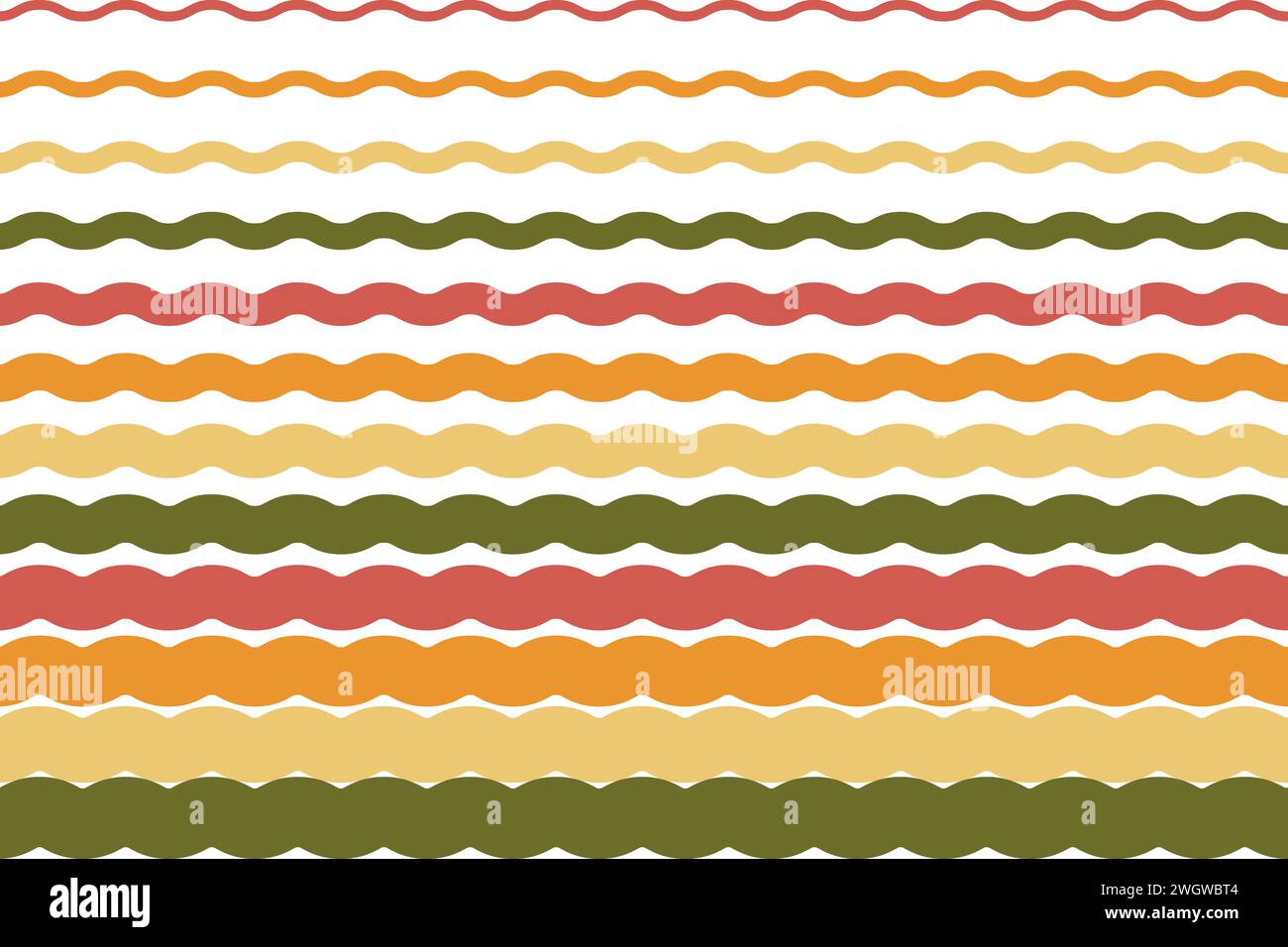 Horizontal colorful striped design. Seamless wavy retro pattern in 60s-70s style. Vintage wallpaper with striped wave texture.Vector illustration. Stock Vector