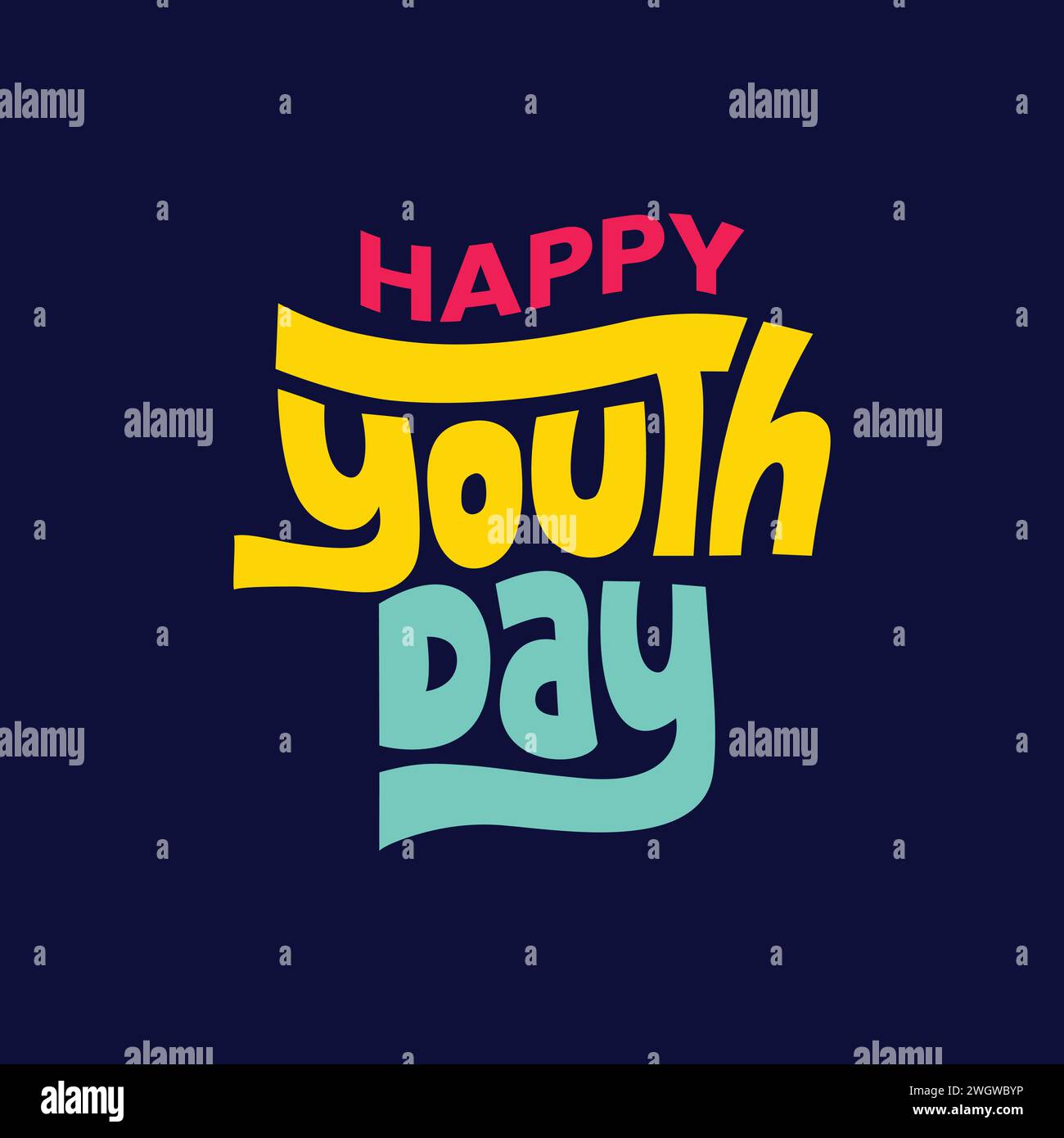 Happy youth day colorful typography vector illustration. Youth day ...