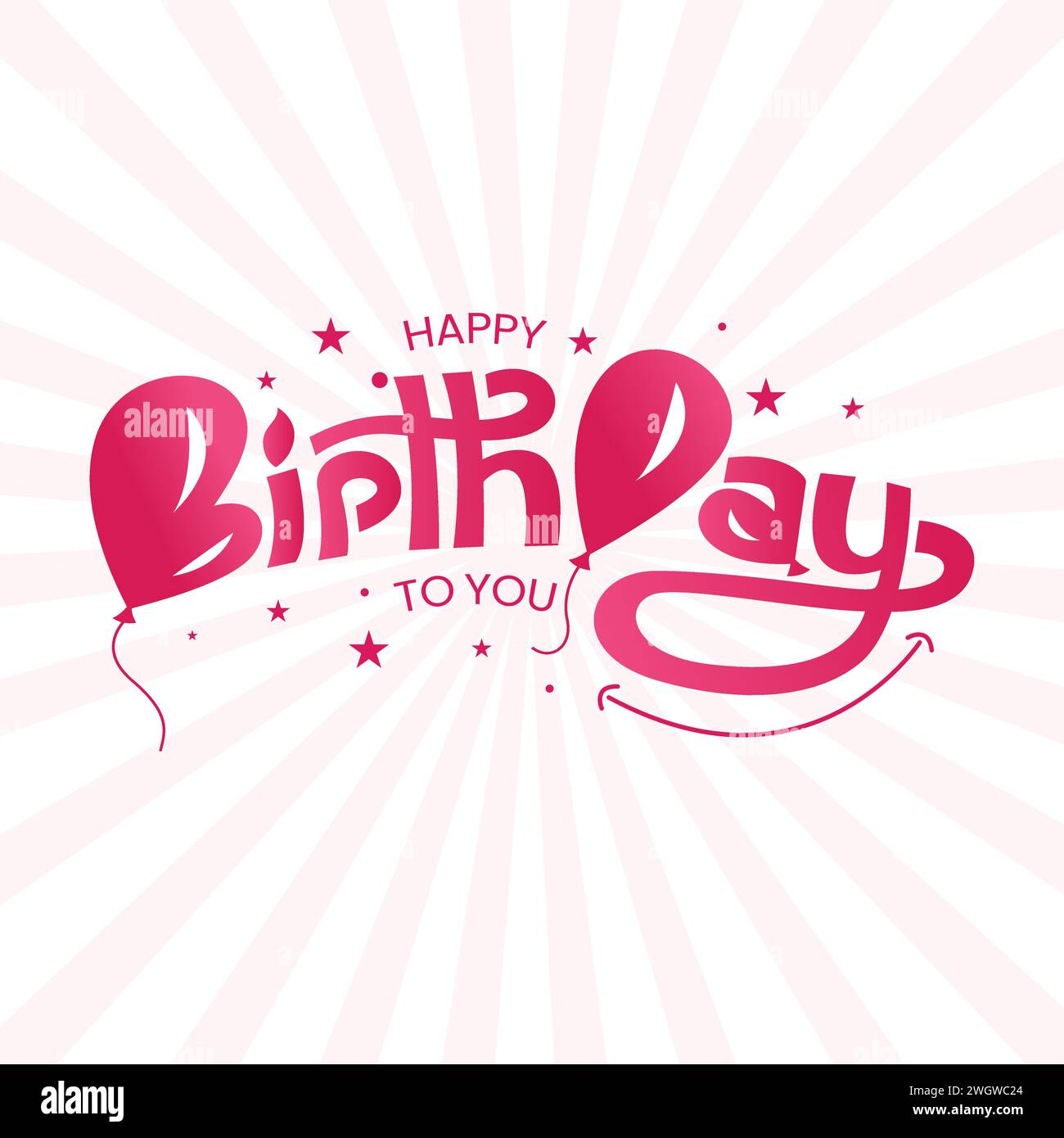 Happy Birthday creative typography illustration with balloons. Happy Birthday greeting card, banner, poster, logo vector illustration. Stock Vector