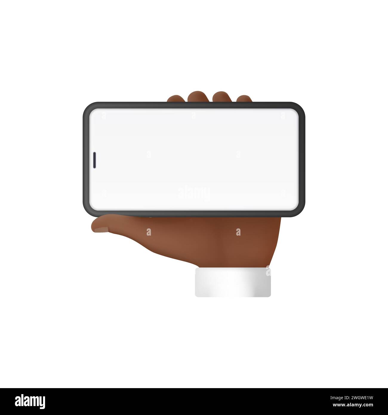 Human hand holding smartphone, using mobile phone with white empty ...