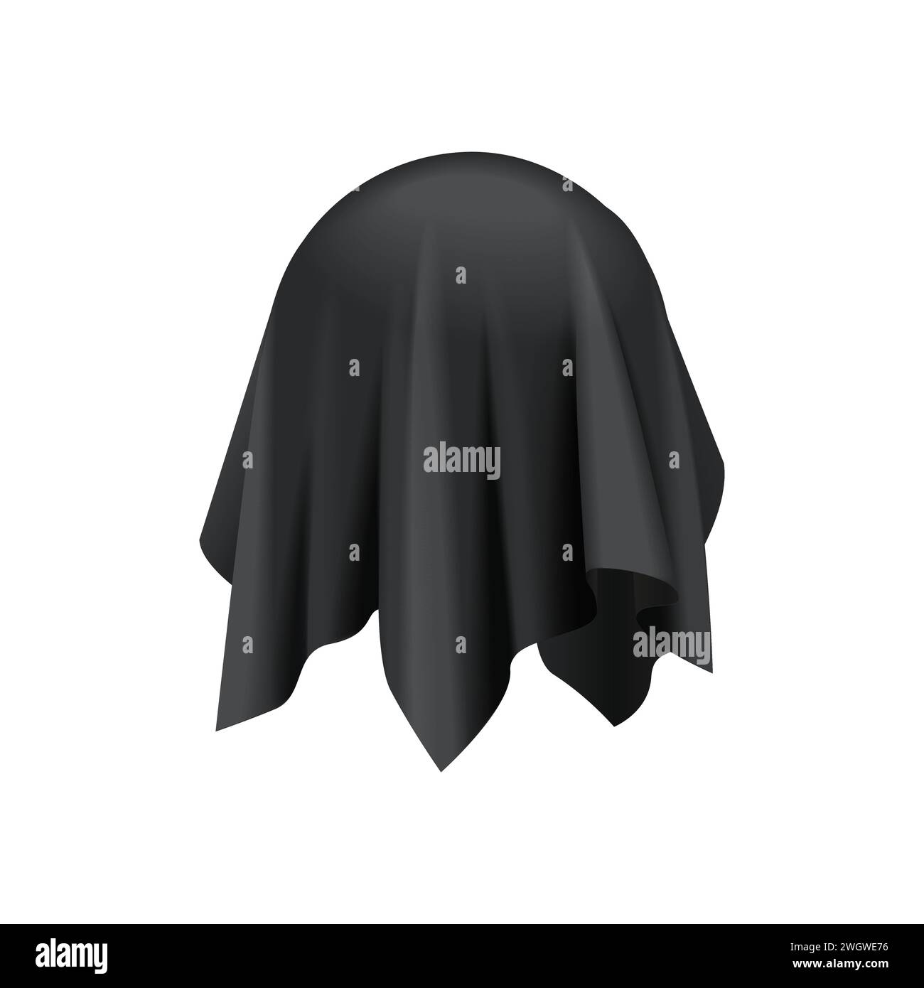 Silk cloth drapery cover on hidden ball, satin material hanging on