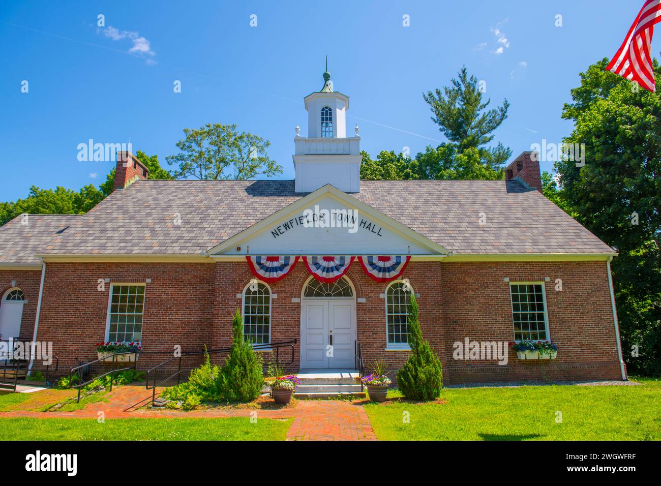 Newfields Town Hall at 65 Main Street in historic town center of