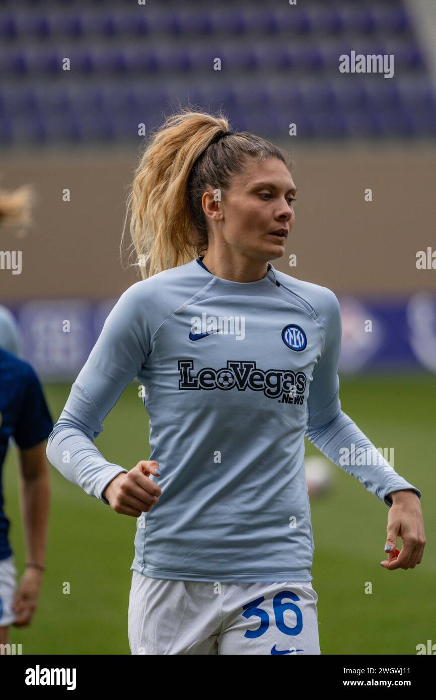 Florence, Italy. 06th Feb, 2024. Florence, Italy, February 6th 2024: Michela Cambiaghi (36 Inter) during the Coppa Italia Women quarter-finals match between Fiorentina Women and Inter Women at Viola Park in Florence, Italy. (Sara Esposito/SPP) Credit: SPP Sport Press Photo. /Alamy Live News Stock Photo