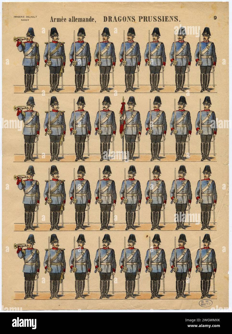 Lot De 7 Soldats Prussiens Schneider - Infanterie Plomb Peint - WW1