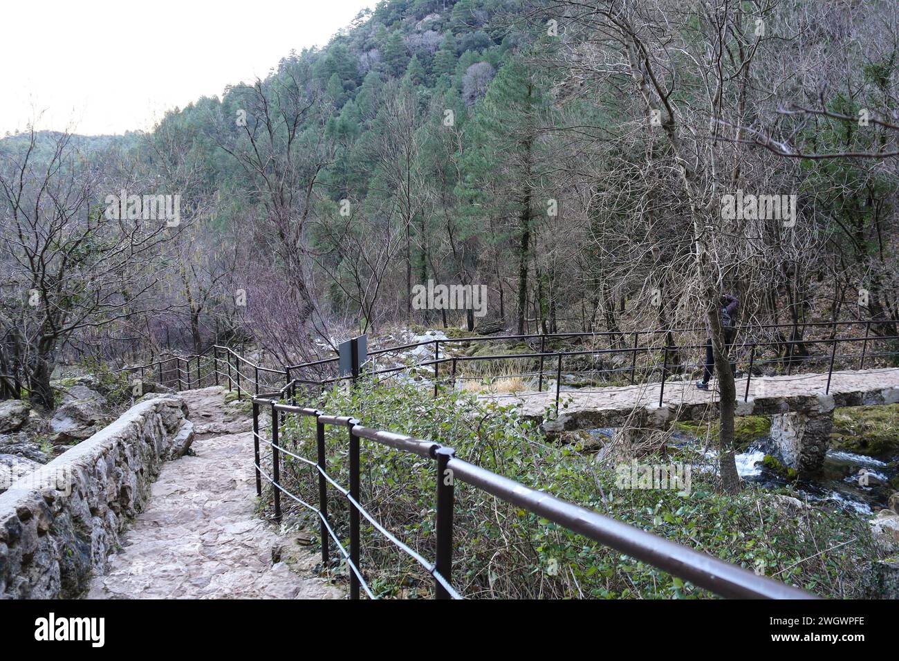 Hiking route in Nacimiento del Rio Mundo in Sierra de Alcaraz, Albacete province, Spain Stock Photo