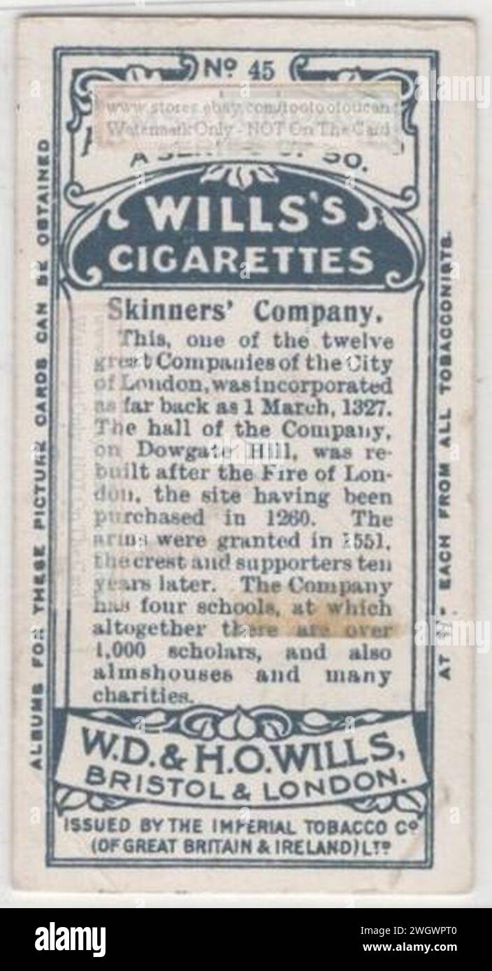 Arms of skinners of London, Will's cigarettes card (2 Stock Photo Alamy