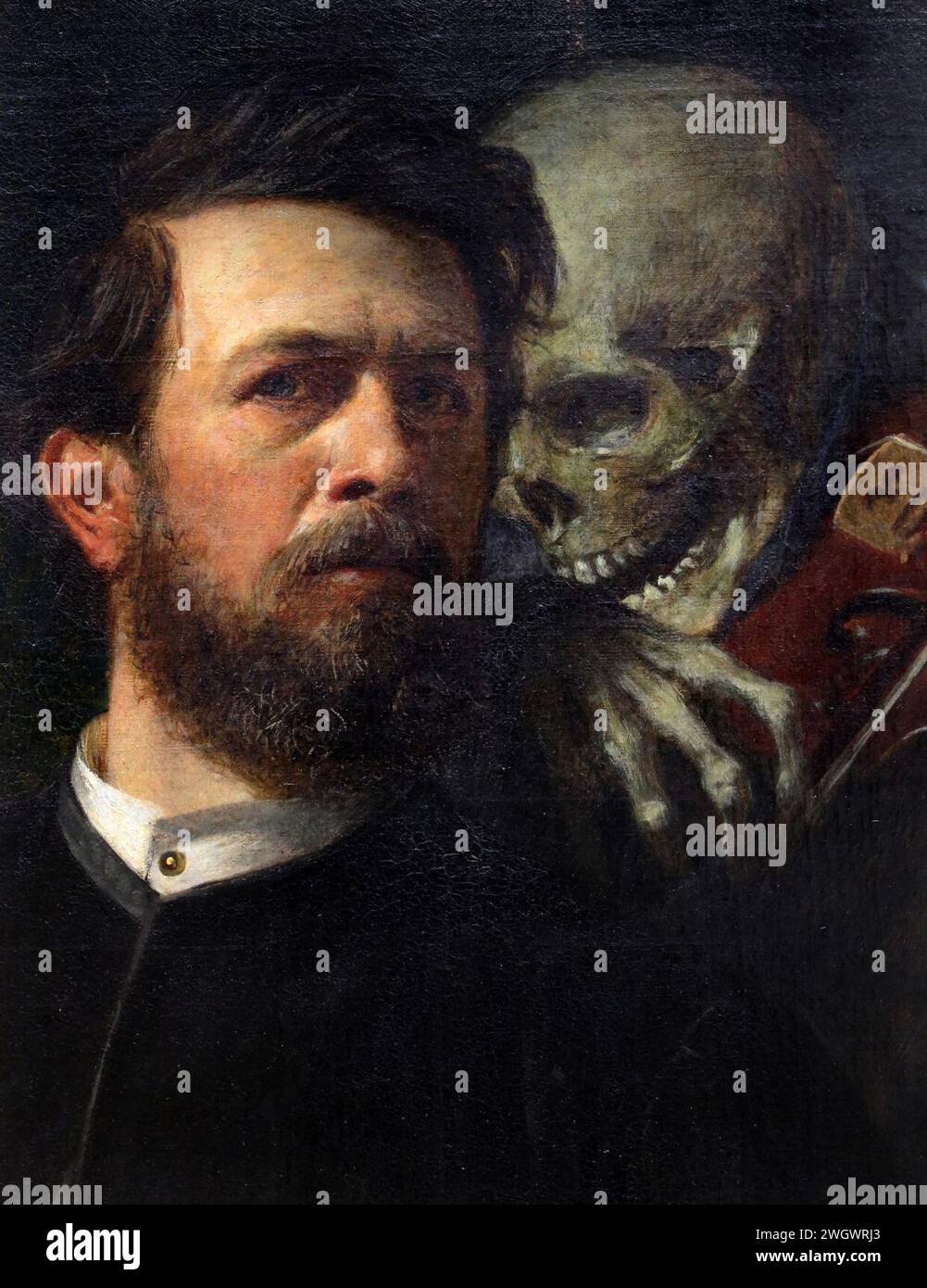 Arnold böcklin, autoritratto con la morte che suona il violino, 1872
