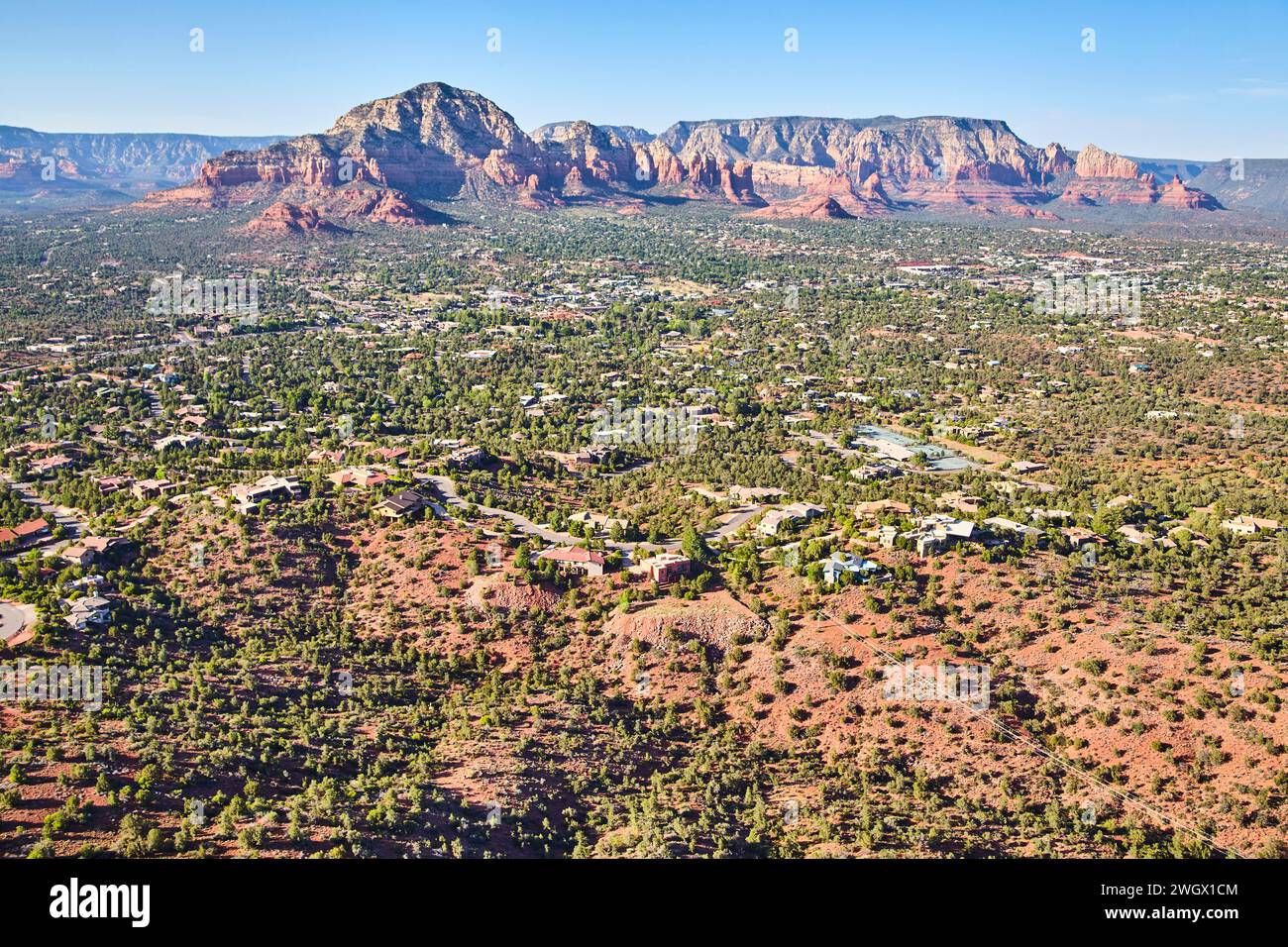 Red Rocks Overhead View Aerial View of Desert Town Amidst Sedona Red Rocks Stock Photo - Alamy