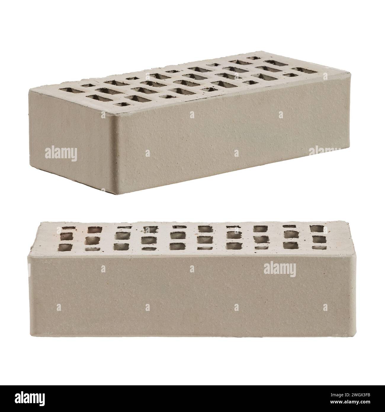Grey ceramic brick is isolated on a white background. Stock Photo