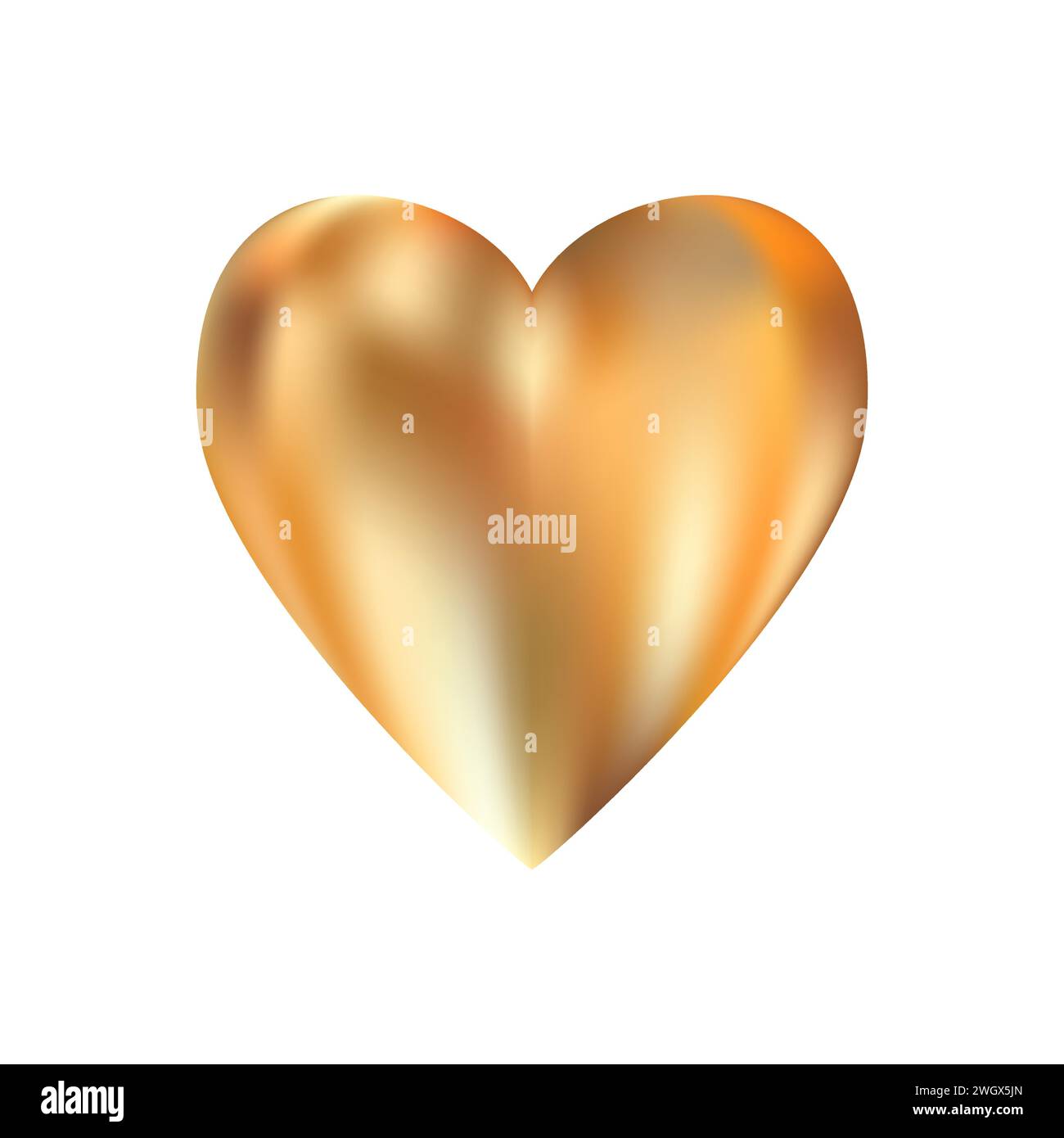Golden realistic heart icon on white background. 3d vector illustration ...