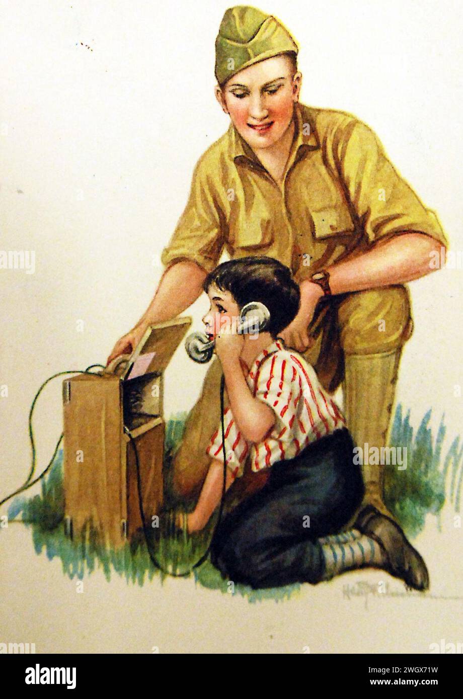 Artwork of American soldier with French boy with phone (30028477795 ...