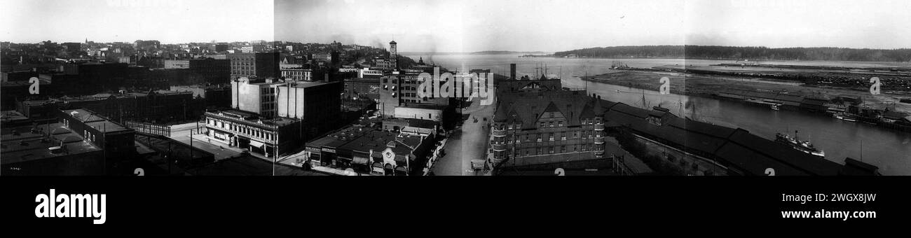 Asahel Curtis panorama of Tacoma manufacturing district and tide flats, 1912 (cropped to rectangle). Stock Photo