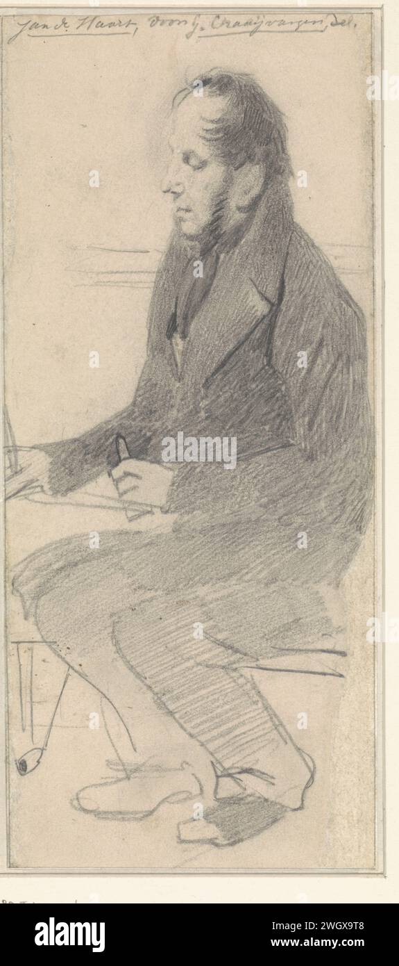 Portrait of Johannes de Haart, Gijsbertus Craeyvanger, 1850 drawing   paper. chalk  historical persons. portrait, self-portrait of draughtsman. portrait, self-portrait of painter. portrait, self-portrait of artist Stock Photo
