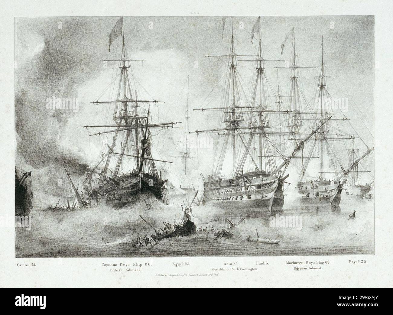 Asia and other vessels at the Battle of Navarino, 20 Oct 1827 PW4812 ...