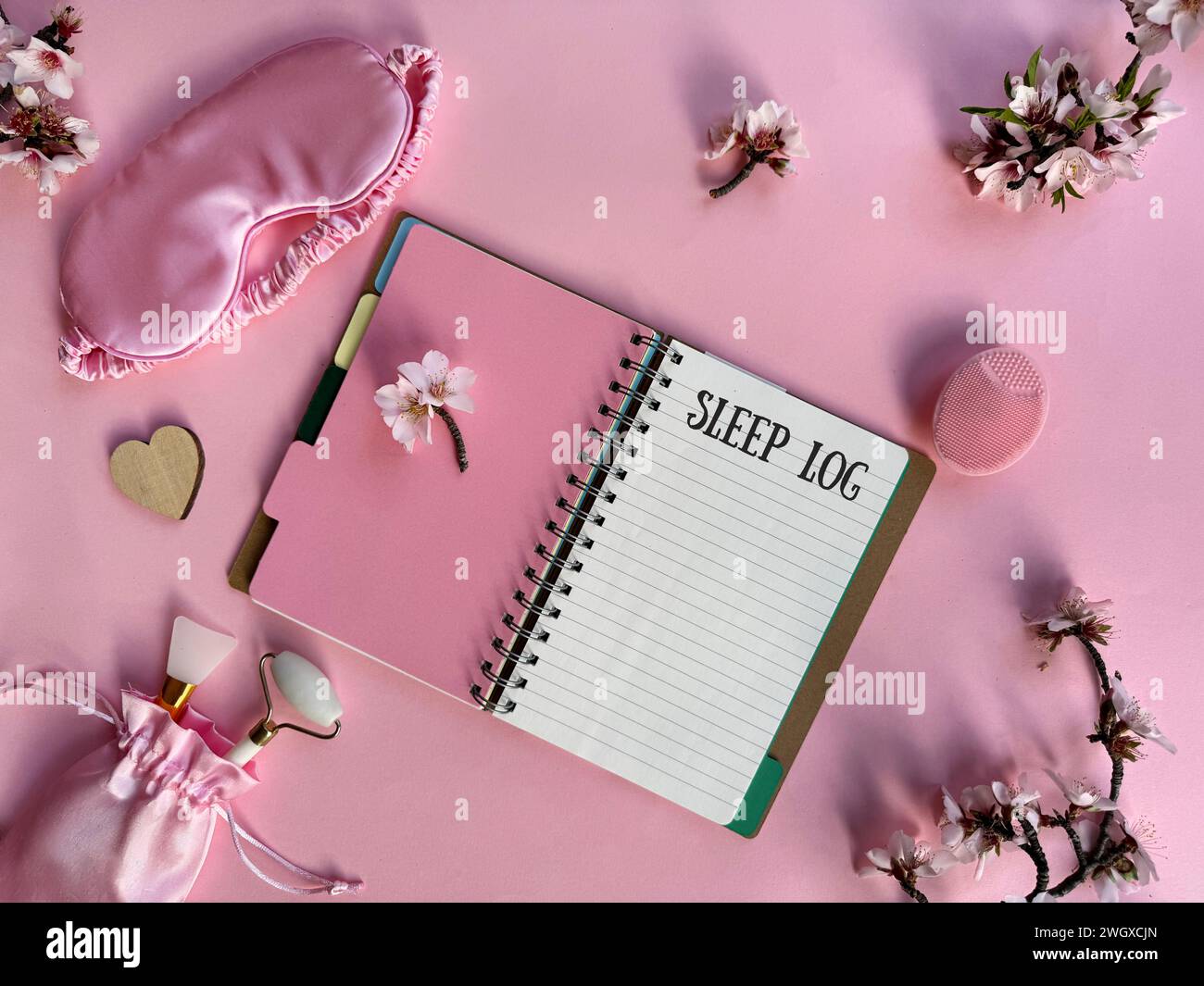 Pink overhead background, quality of sleep, and self care routine ...