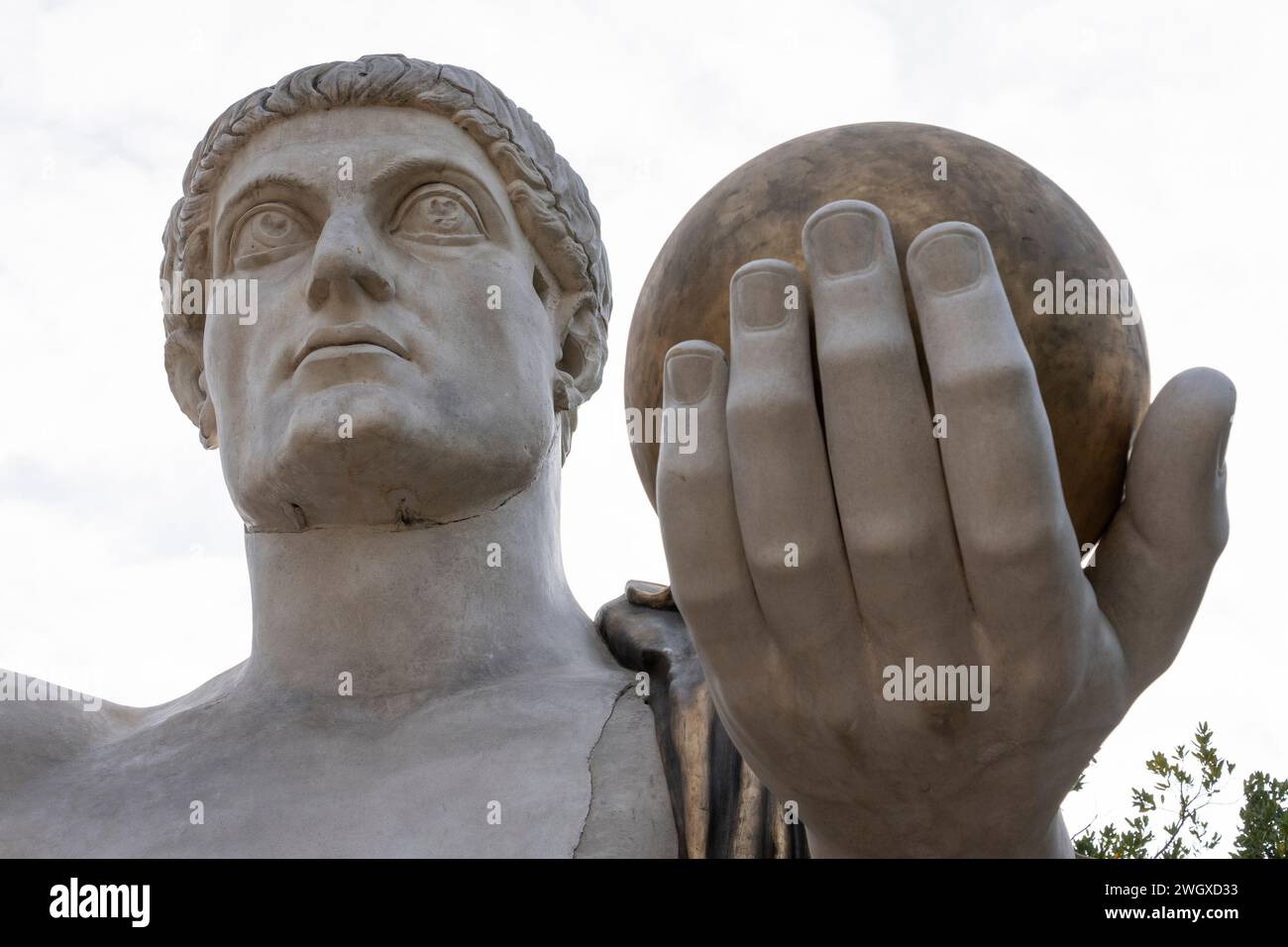 Detail of replica of the statue Roman Emperor Constantine that was
