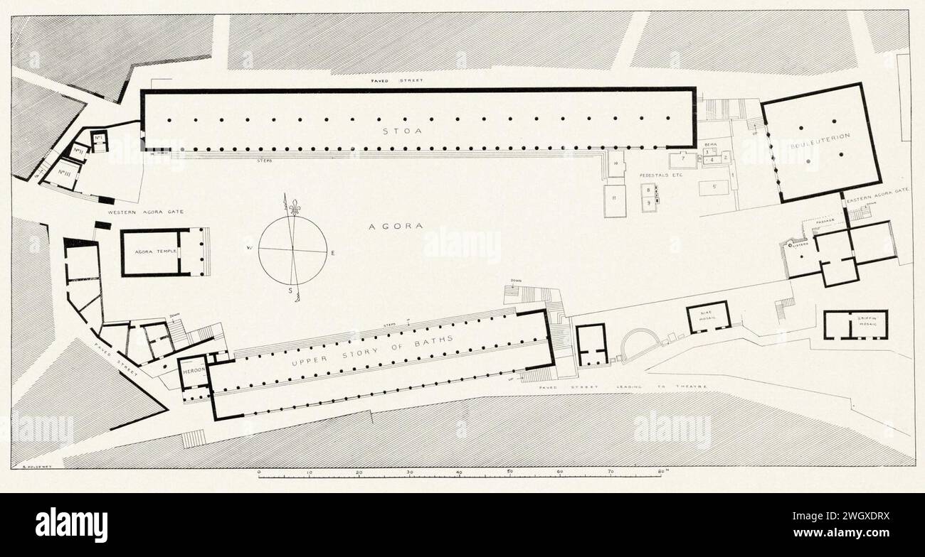 Assos, restored plan of the agora (Investigations at Assos p33 fig4). Stock Photo