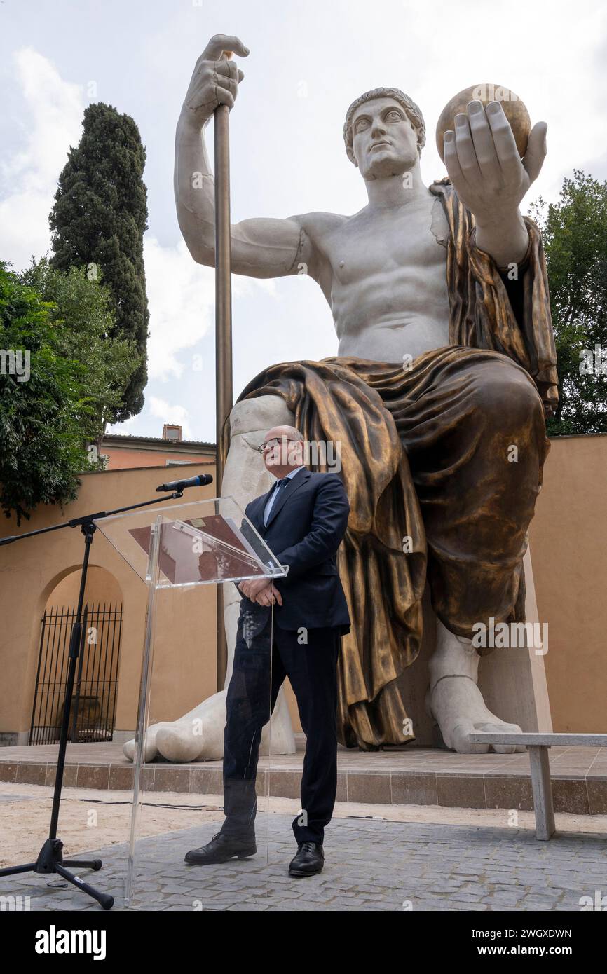 Roberto Gualtieri, mayor of Rome, attends the press conference for the
