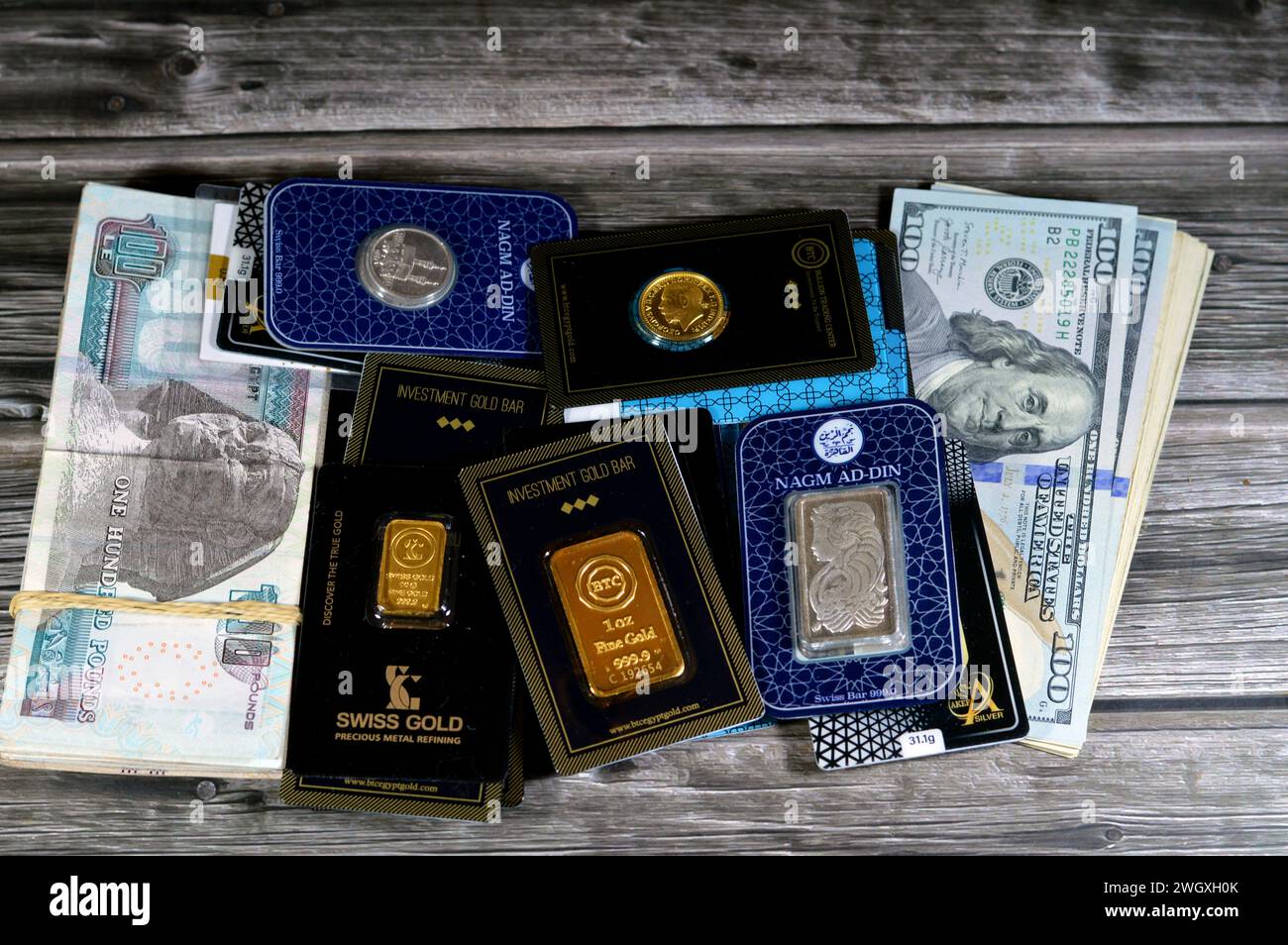 Cairo, Egypt, January 29 2024: USD American dollars bills, Egyptian ...