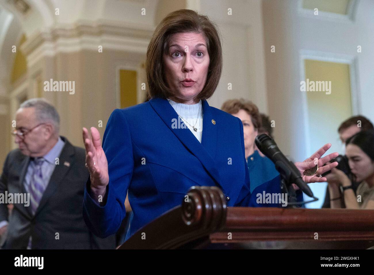 Sen. Catherine Cortez Masto, D-Nev., speaks during a news conference on ...