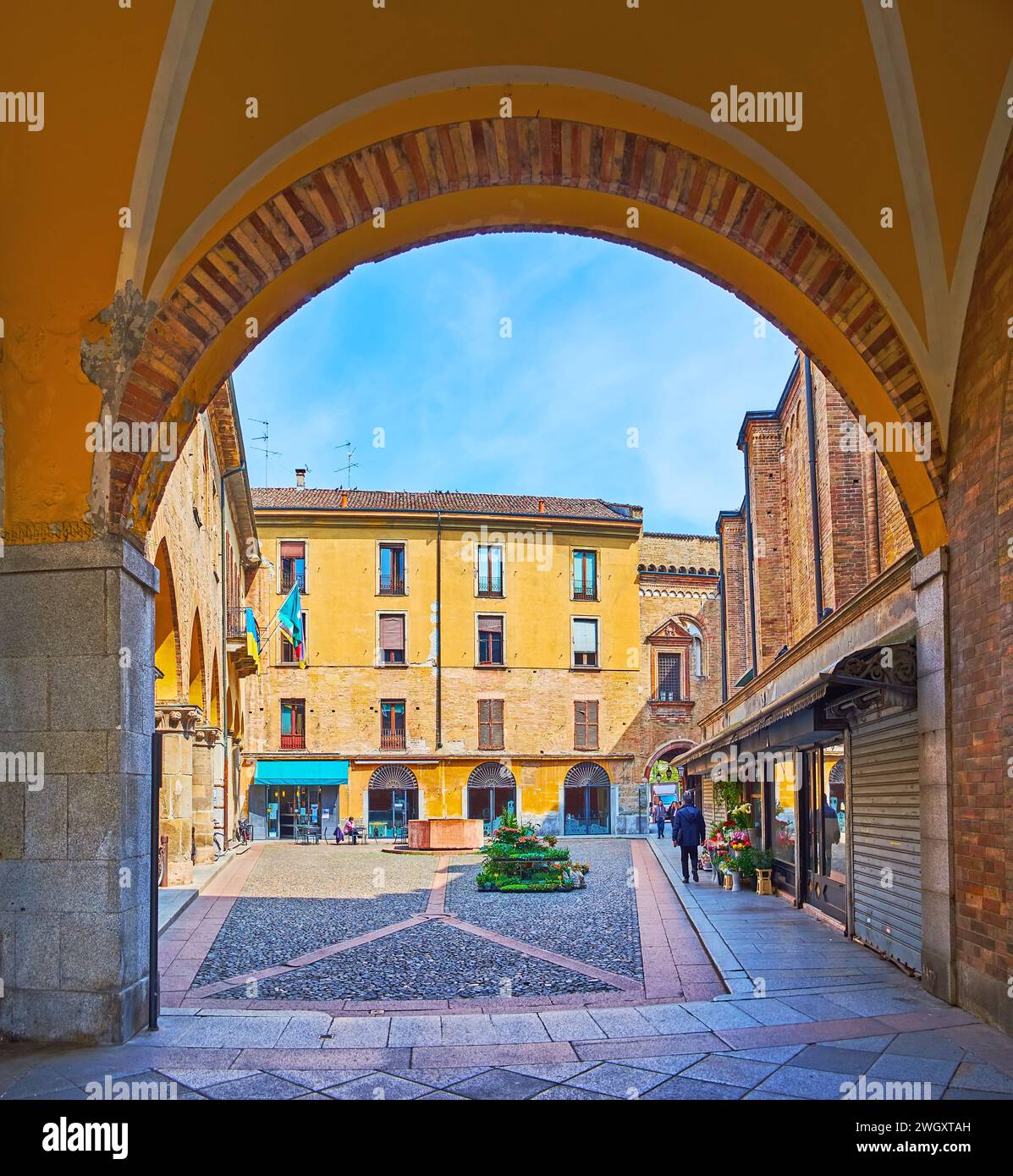 Historic Piazza Broletto in old town of Lodi, Italy Stock Photo