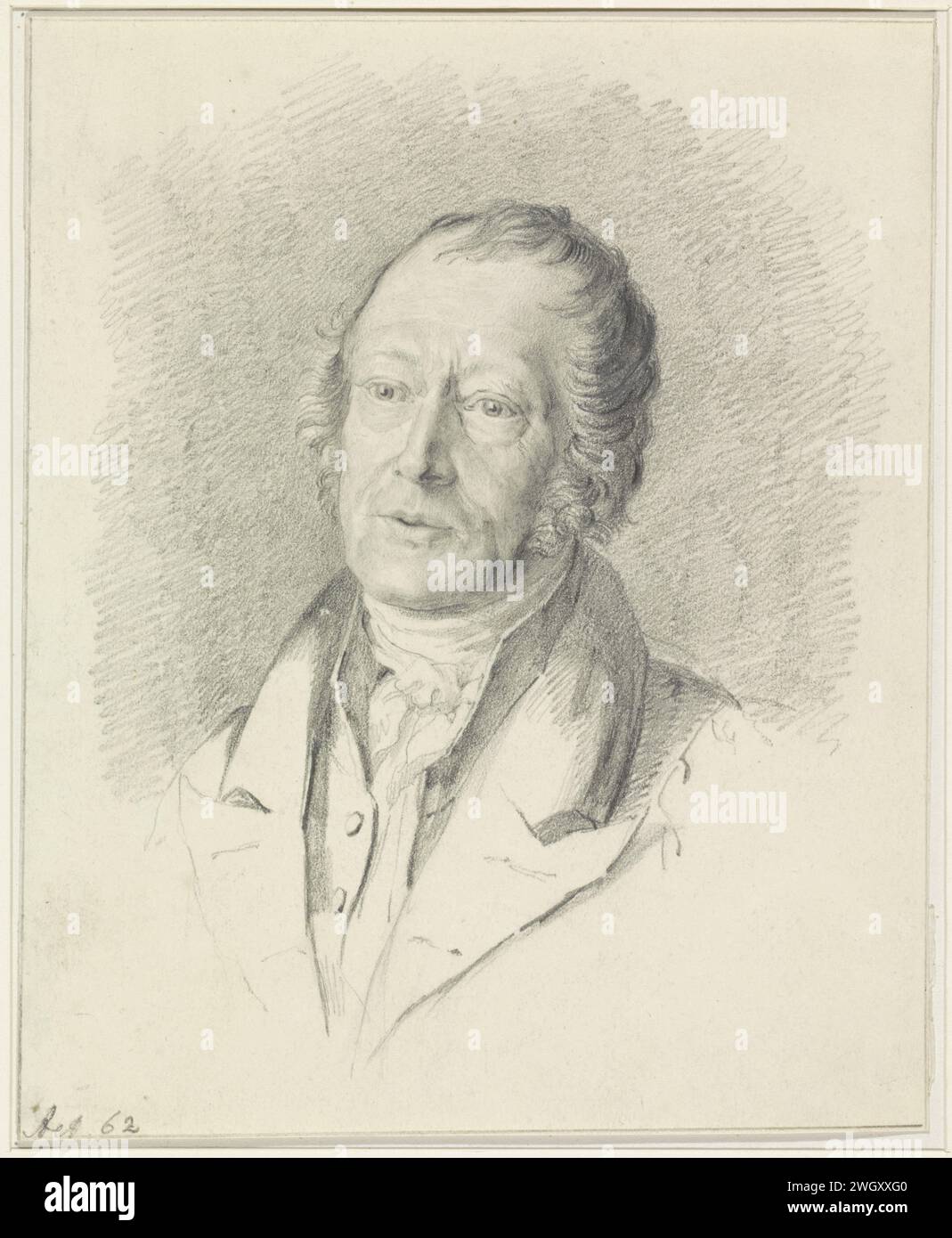 Portrait of Gerrit Lamberts, Jan Simon Voddigel, after Henricus Wilhelmus Couwenberg, 1830 - 1862 drawing   paper. pencil  portrait, self-portrait of artist. historical persons Stock Photo