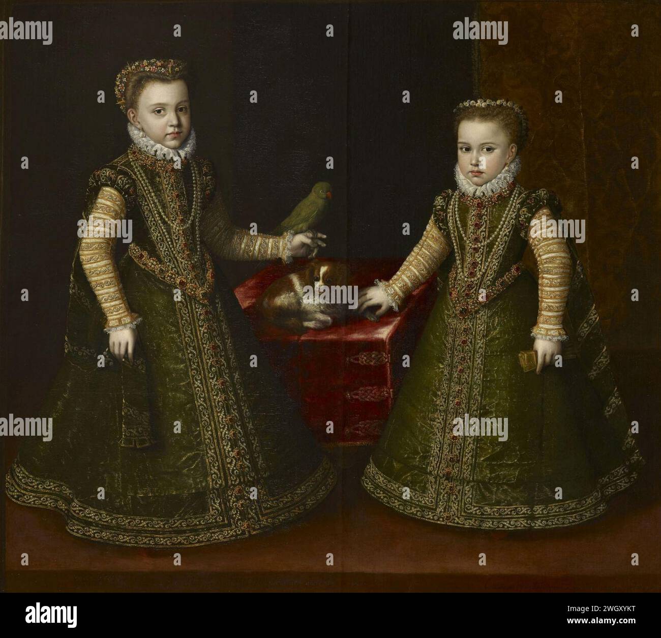 Attributed to artist and workshop of Alonso Sánchez Coello (1531-88) - Isabella Clara Eugenia and Catharina, Daughters of Philip II, King of Spain Stock Photo