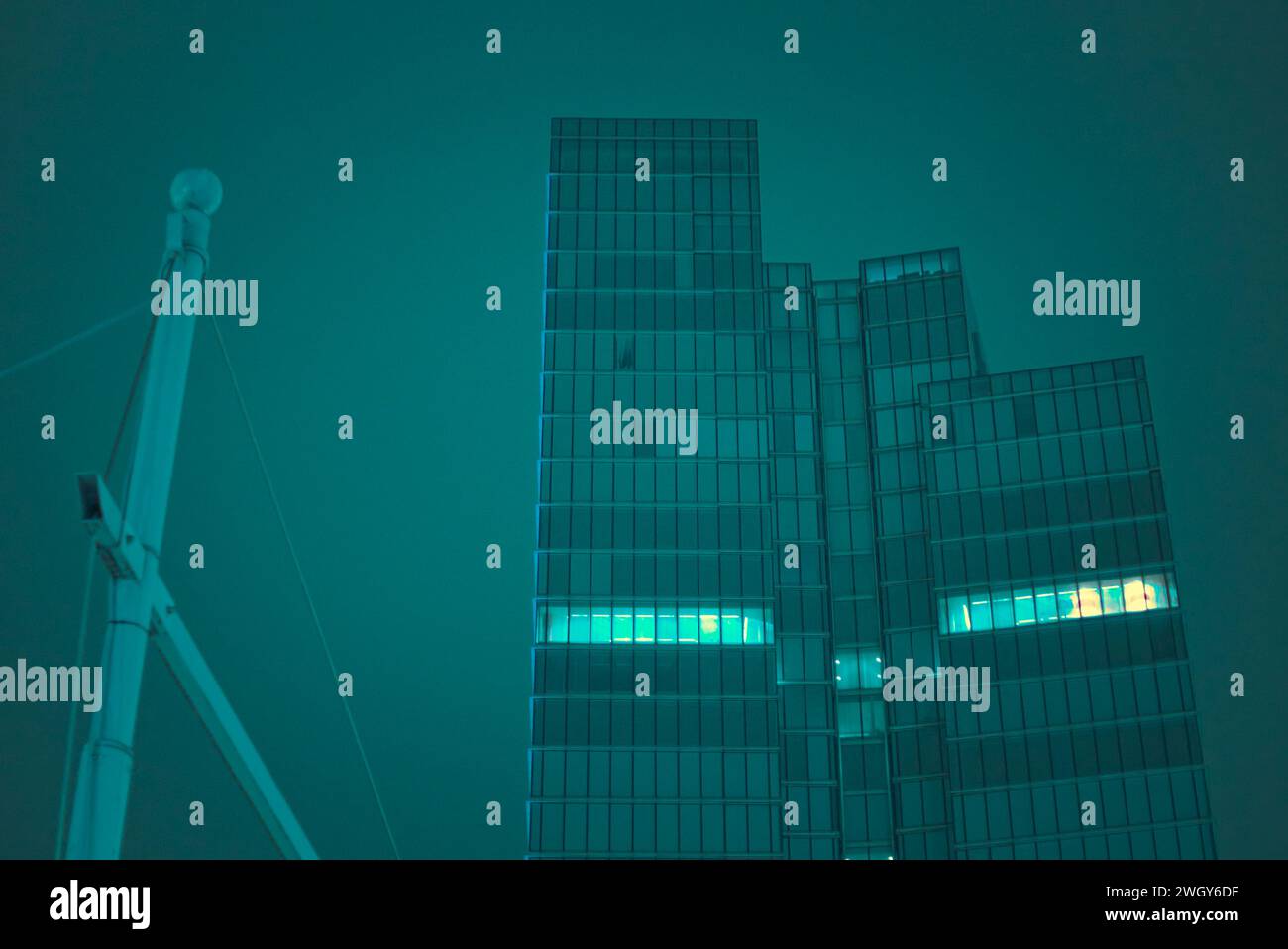 Brussels, Belgium. 5 February, 2024. Illuminated building. The