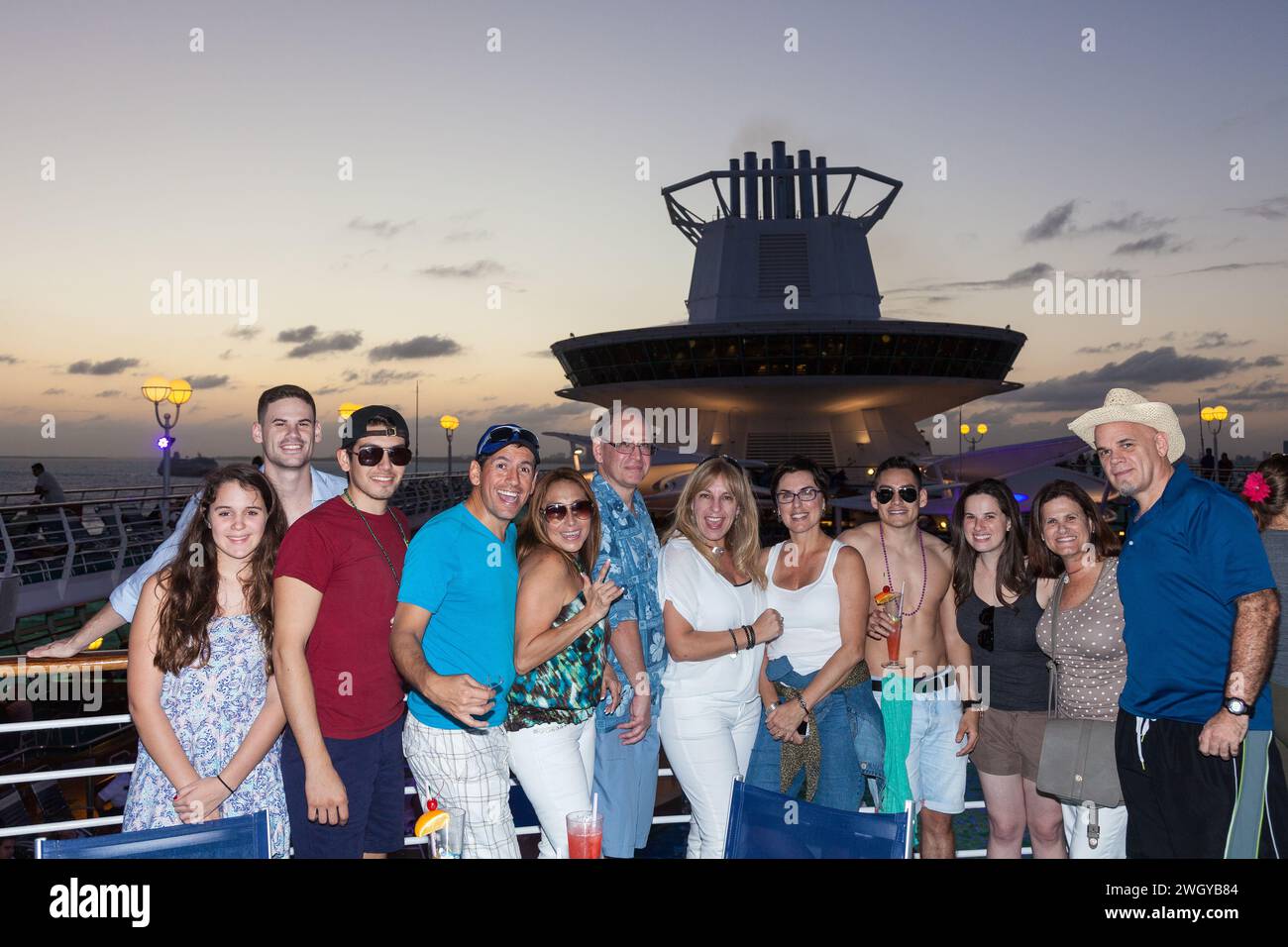 Big group on a cruise ship, Miami, Florida Stock Photo