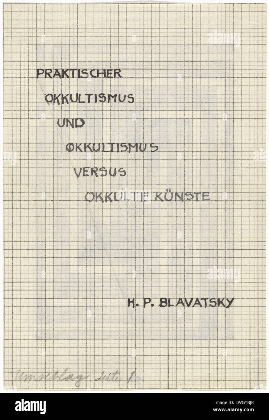 Ontwerp voor de Omslag van practical occultism and occultism versus occult arts, Door H.P. Blavatsky, Mathieu Lauweriks, 1874 - 1932 drawing   ink. pencil pen weekly, monthly, magazine, etc.. ornamental decoration  printed matter, book. book-cover, binding Stock Photo