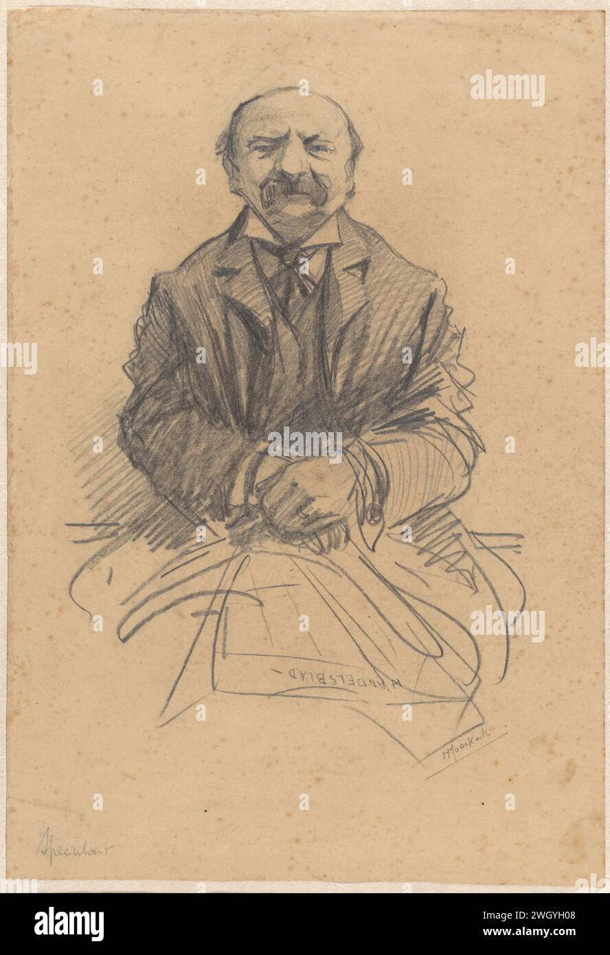 Portrait of a Speculant, Herman Moerkerk, 1889 1944 drawing Portrait