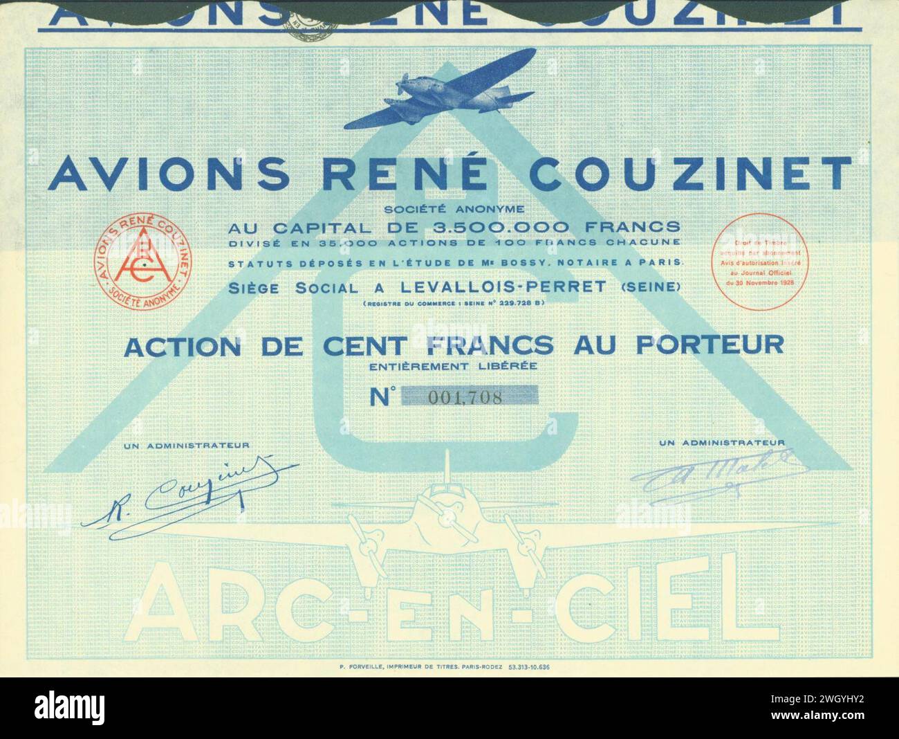 Avions René Couzinet S. A. 1928 Stock Photo - Alamy