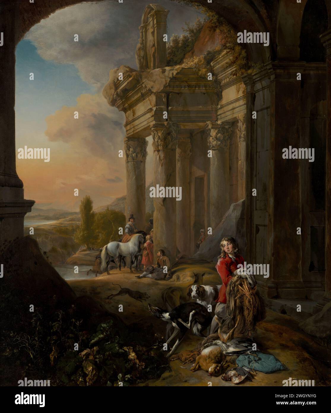 After the Hunt, Jan Baptist Weenix, c. 1656 painting In an Italianizing ...