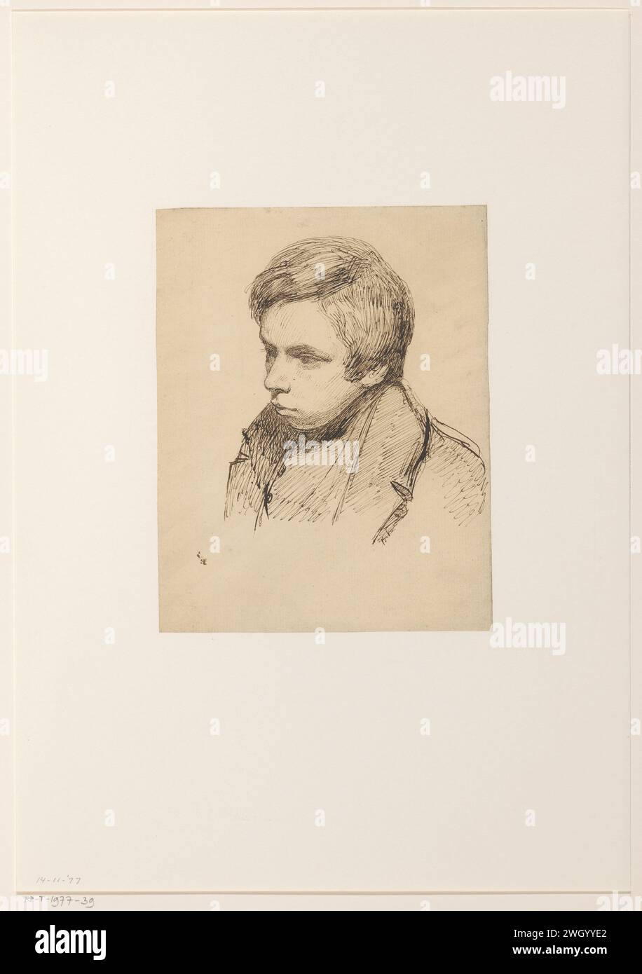 Portrait of a boy, Benoit Taurel, 1804 - 1859 drawing   paper. ink pen Stock Photo