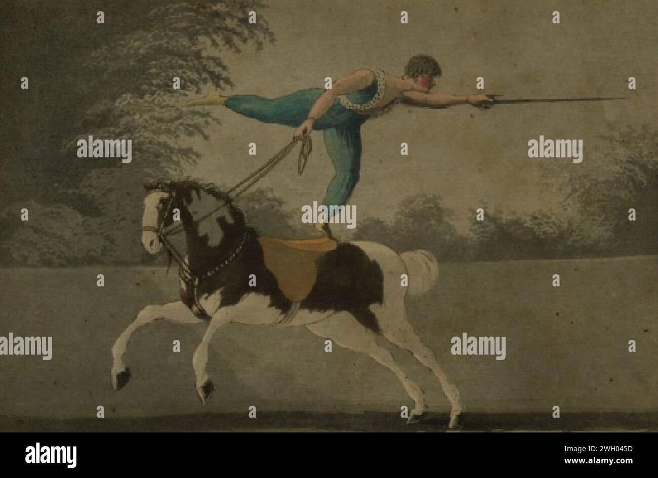 Balzer Antonín Karel - Cirkusový výjev s akrobatem jedoucím na koni. Stock Photo