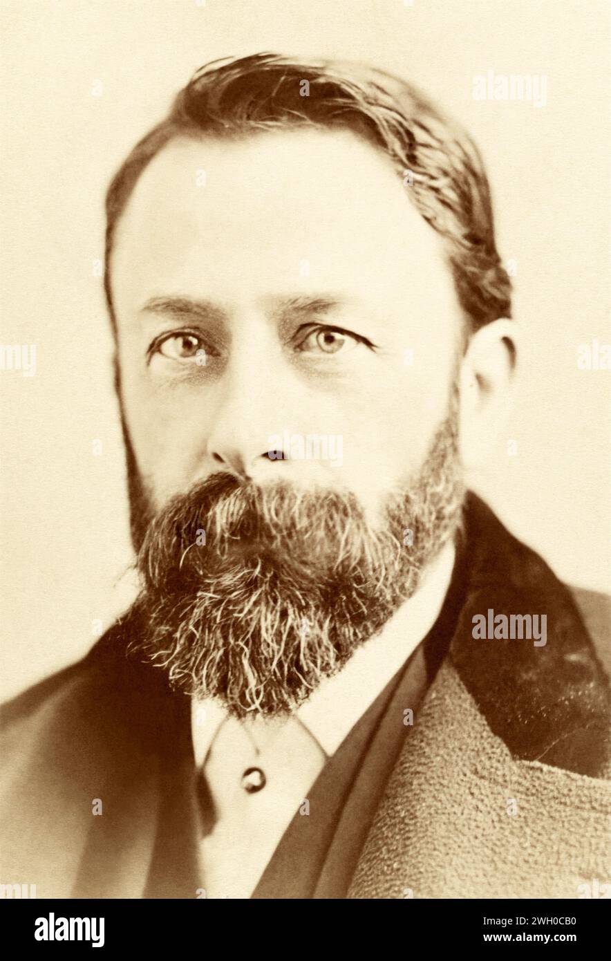Albert Bierstadt (1830-1902), American landscape painter known for his landscape paintings of the American West, associated with the Hudson River School, in a portrait by Napoleon Sarony, c1870s. Stock Photo