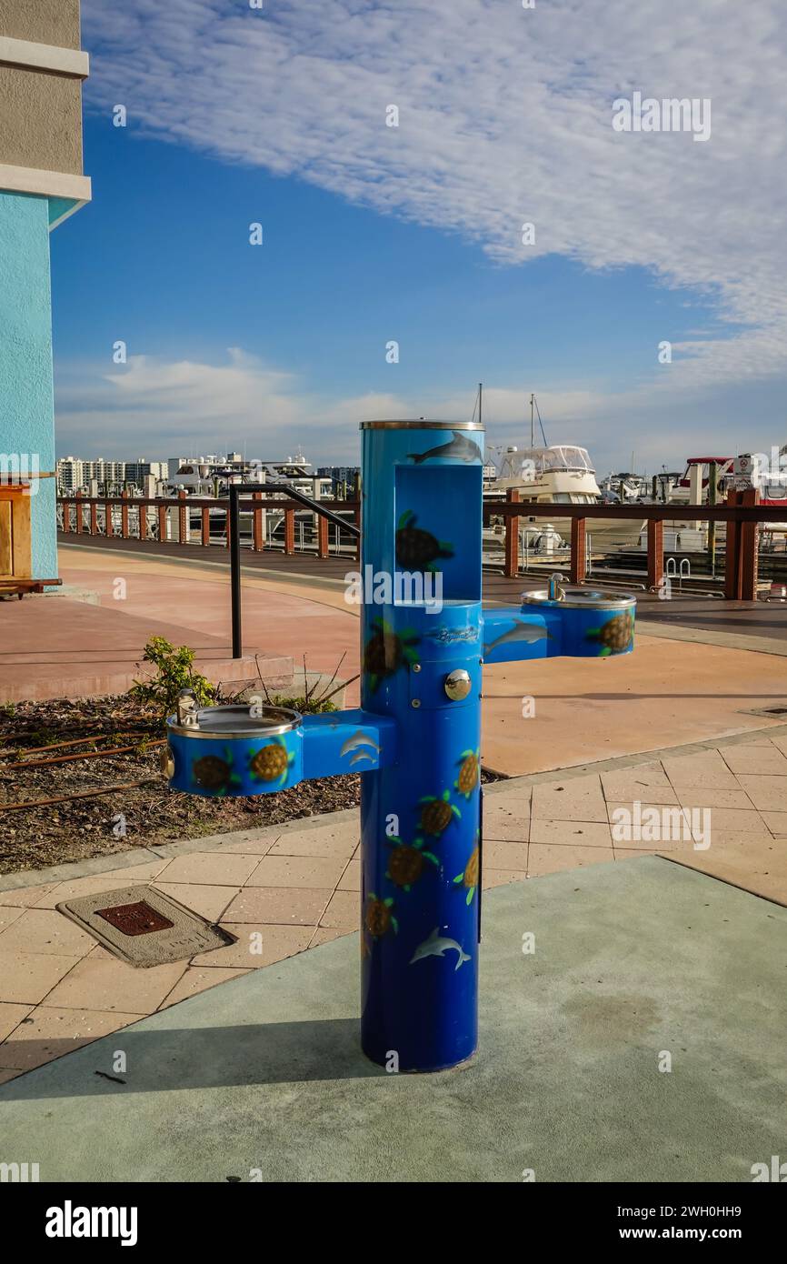 Florida water fountain adorned with sea turtle paintings Stock Photo ...